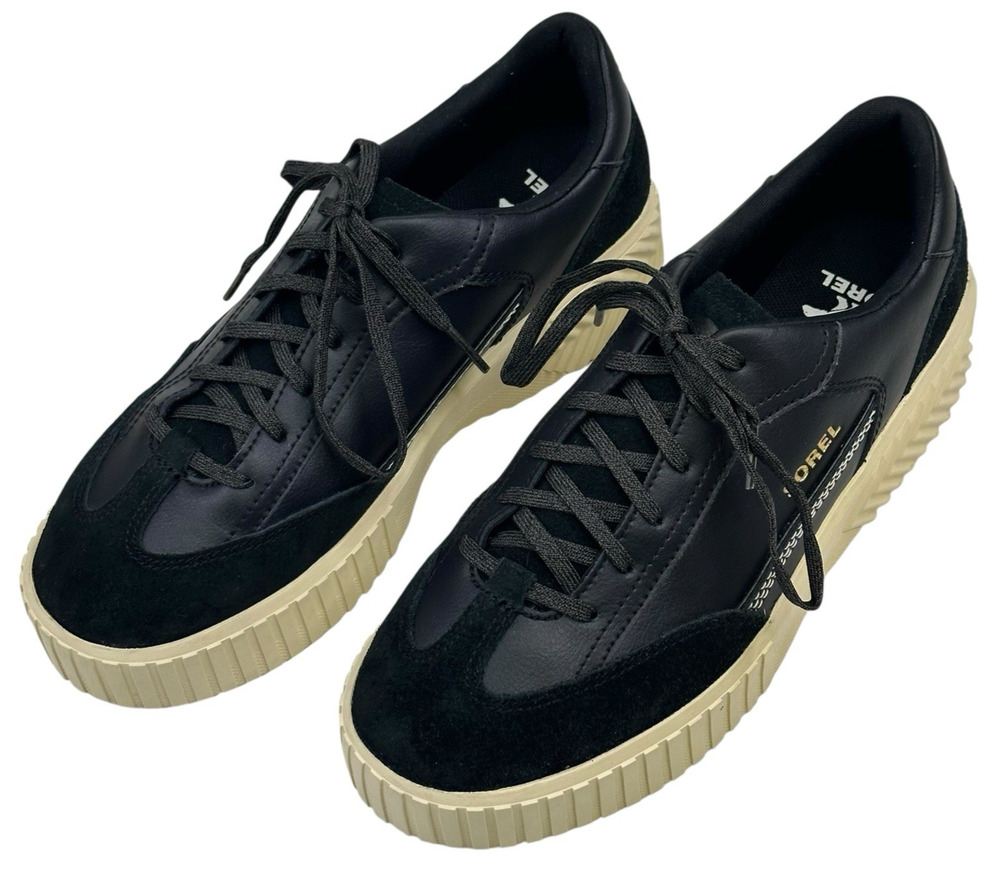 Sorel Ona Ave T-Toe Womens Black Leather Platform Sneaker Size 9.5 New $110